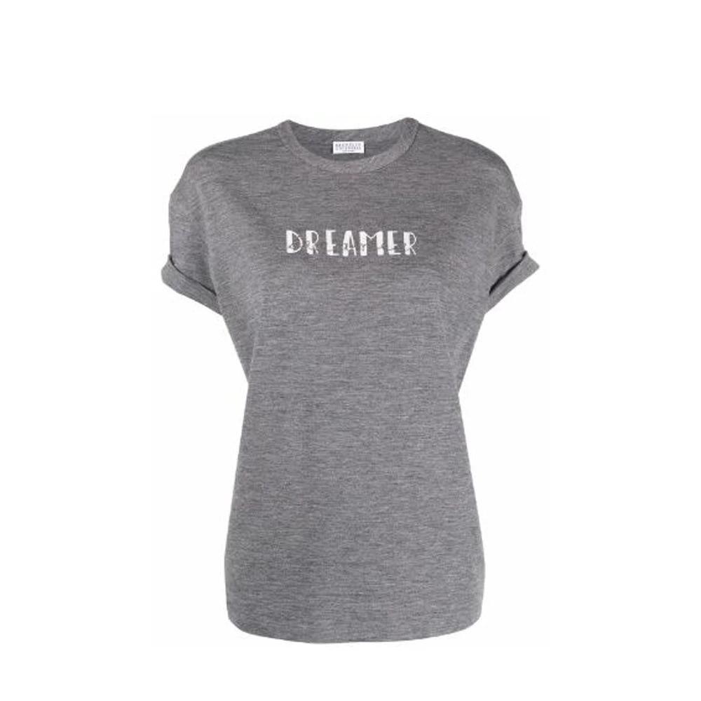 Brunello Cucinelli Gray Elastane T-Shirt by Brunello Cucinelli