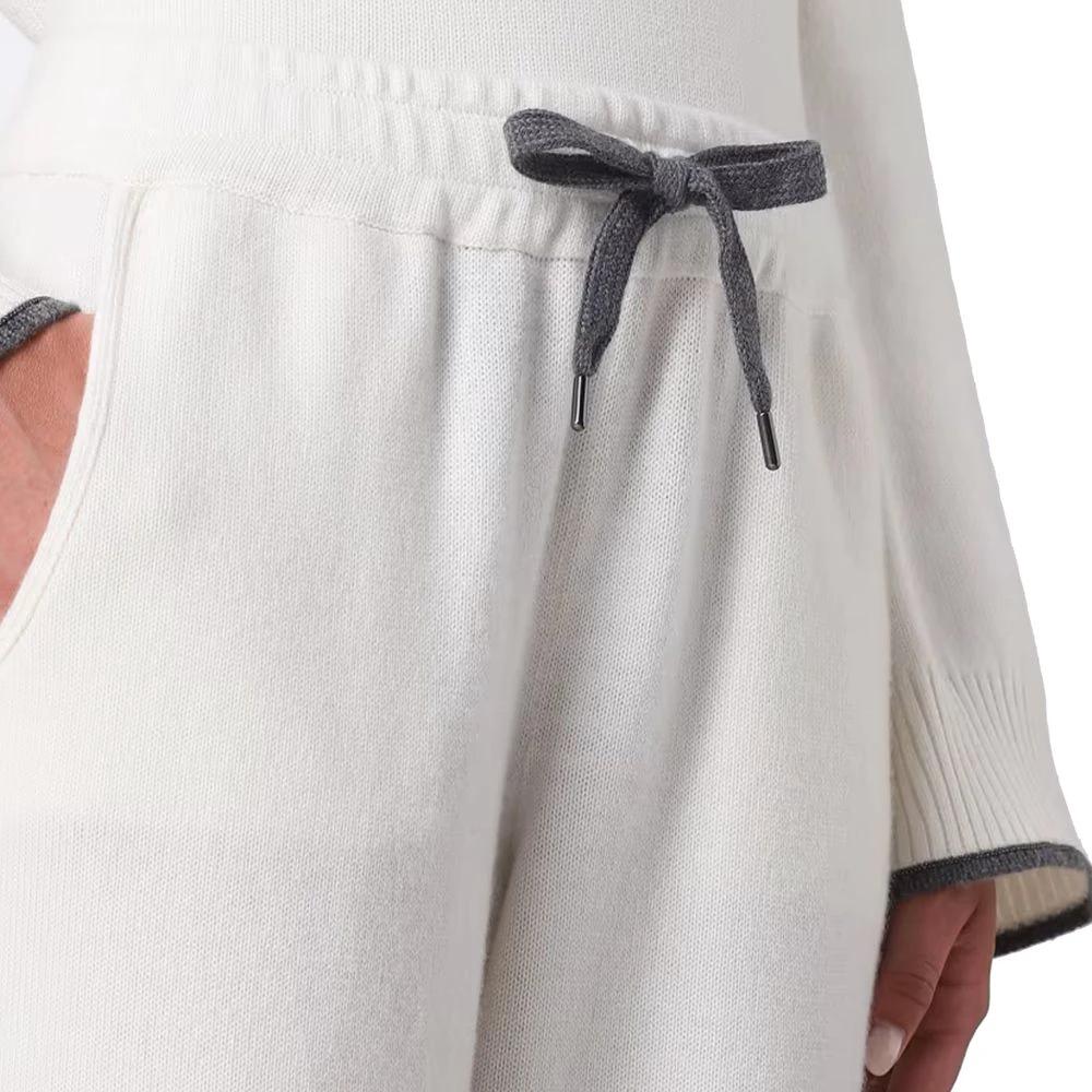 Brunello Cucinelli White Cashmere Athletic Pants by Brunello Cucinelli