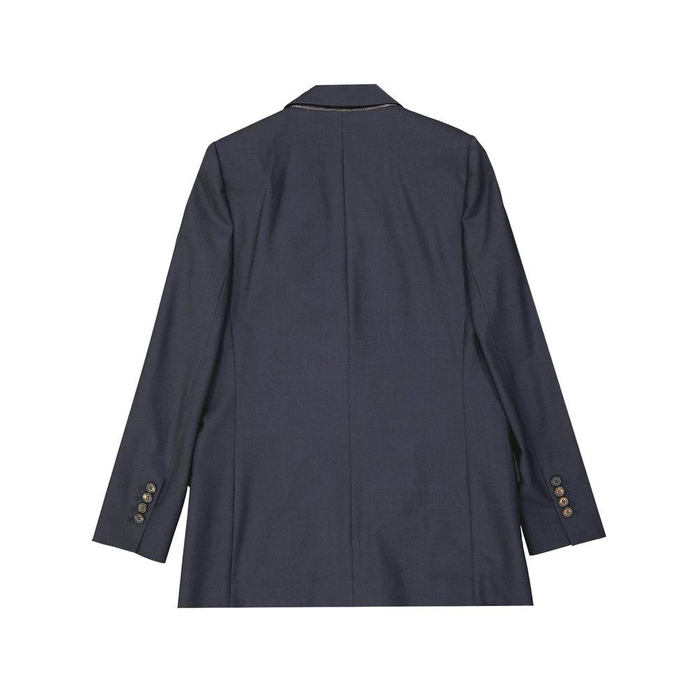 Brunello Cucinelli Blue Virgin Wool Jackets And Coat by Brunello Cucinelli