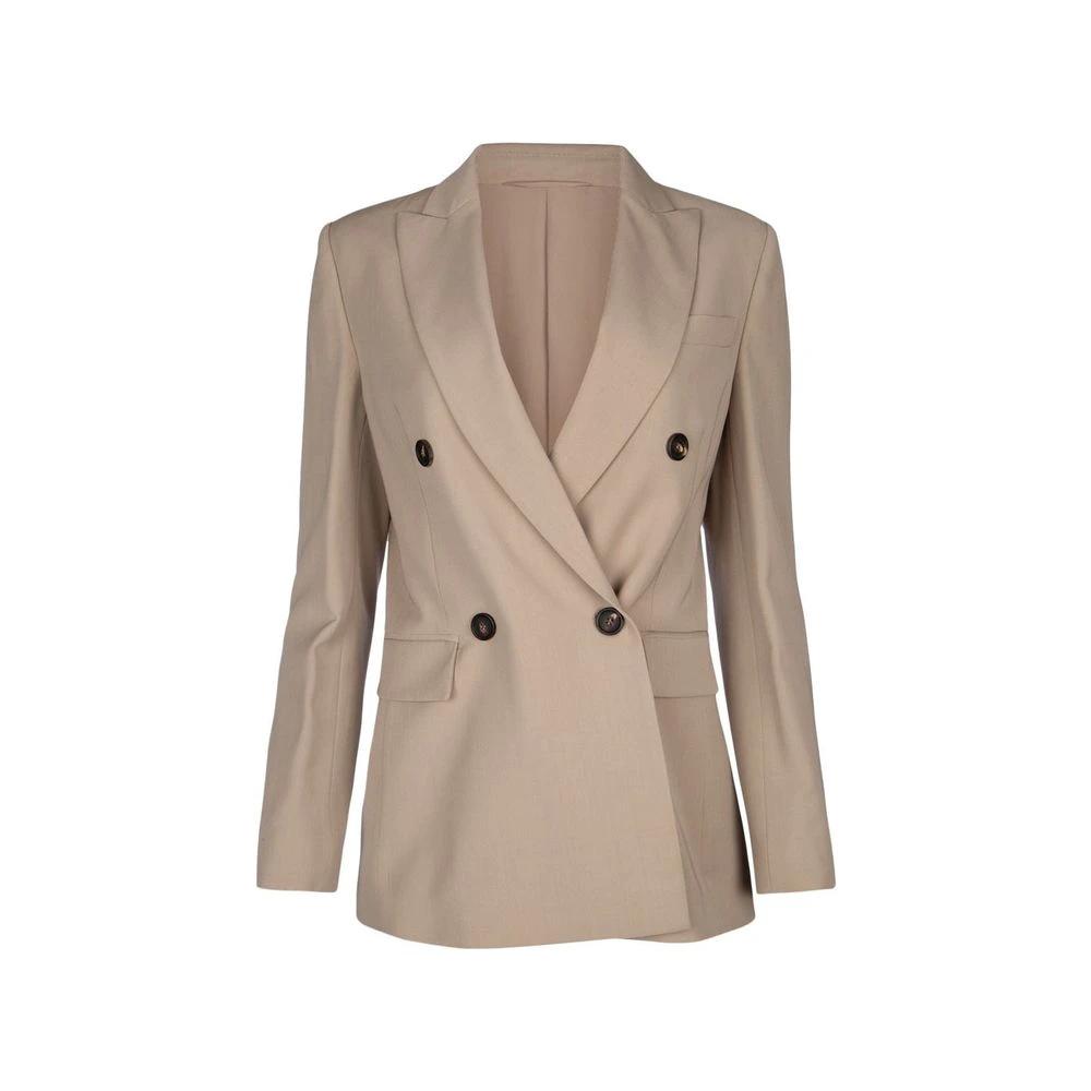 Brunello Cucinelli Beige Virgin Wool Jackets And Coat by Brunello Cucinelli