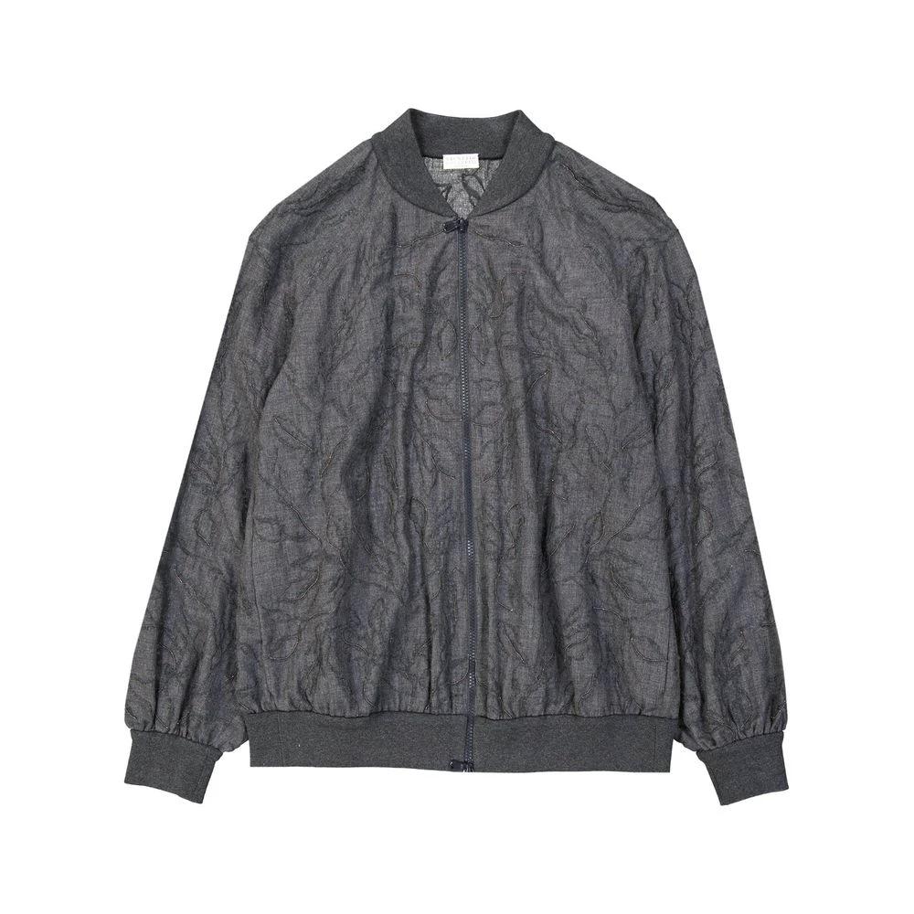 Brunello Cucinelli Gray Virgin Wool Bomber by Brunello Cucinelli