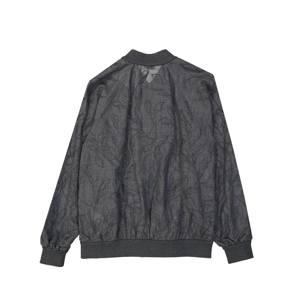 Brunello Cucinelli Gray Virgin Wool Bomber by Brunello Cucinelli