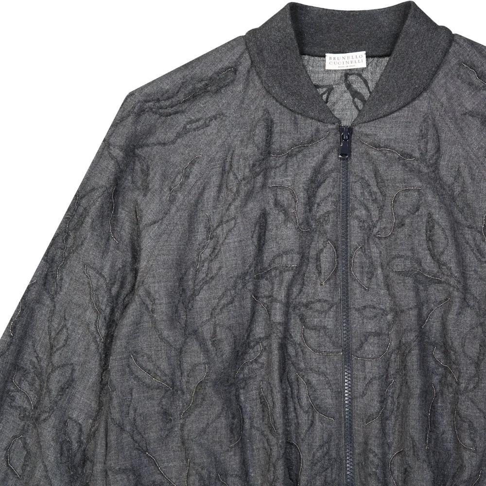 Brunello Cucinelli Gray Virgin Wool Bomber by Brunello Cucinelli