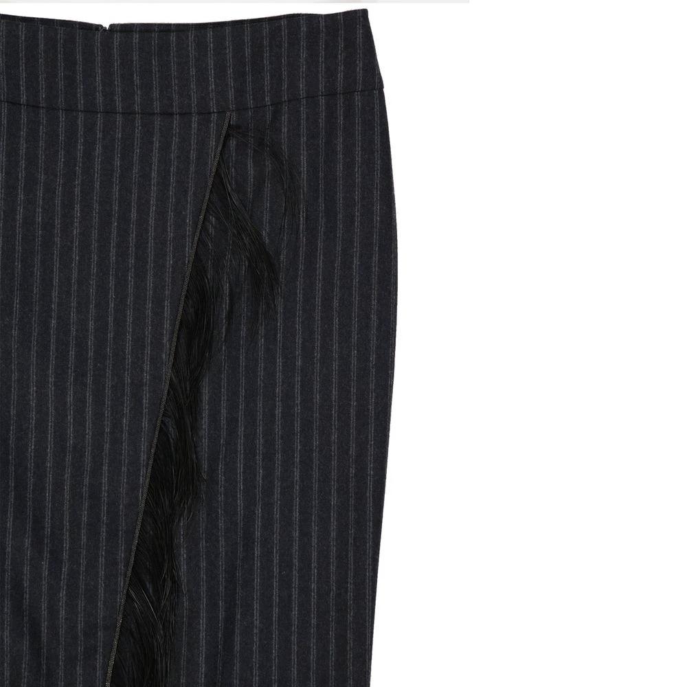 Brunello Cucinelli Gray Virgin Wool Long Skirt by Brunello Cucinelli