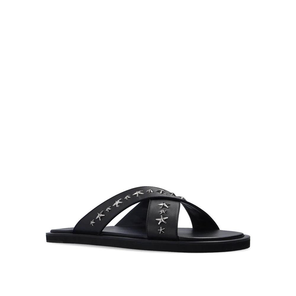 Jimmy Choo Black Calfskin Strap-On Sandals by Jimmy Choo