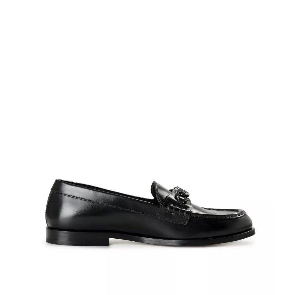 Valentino Garavani Black Leather Slip-On Loafers by Valentino Garavani