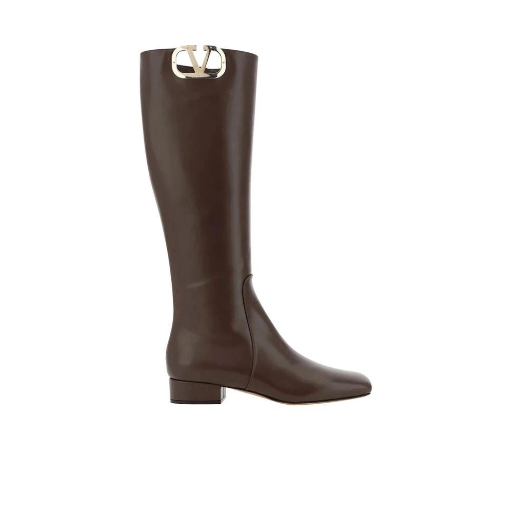 Bottes Valentino Garavani en cuir de veau marron