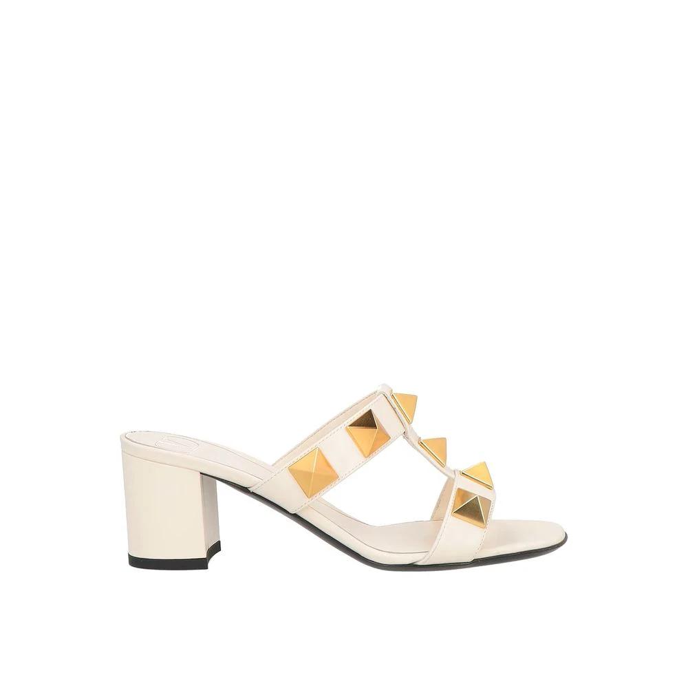 Valentino Garavani White Calfskin Platform Sandals by Valentino Garavani