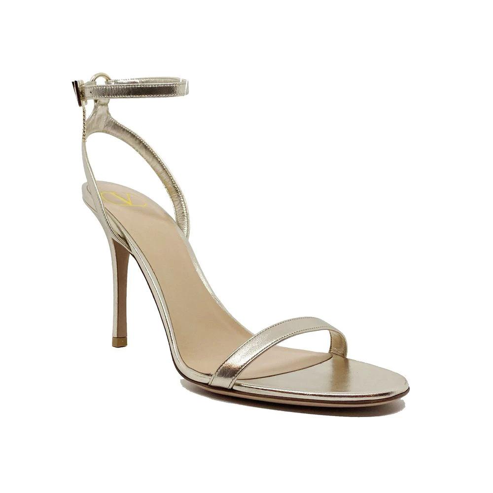 Valentino Garavani Gold Leather Stiletto Heel Sandals by Valentino Garavani