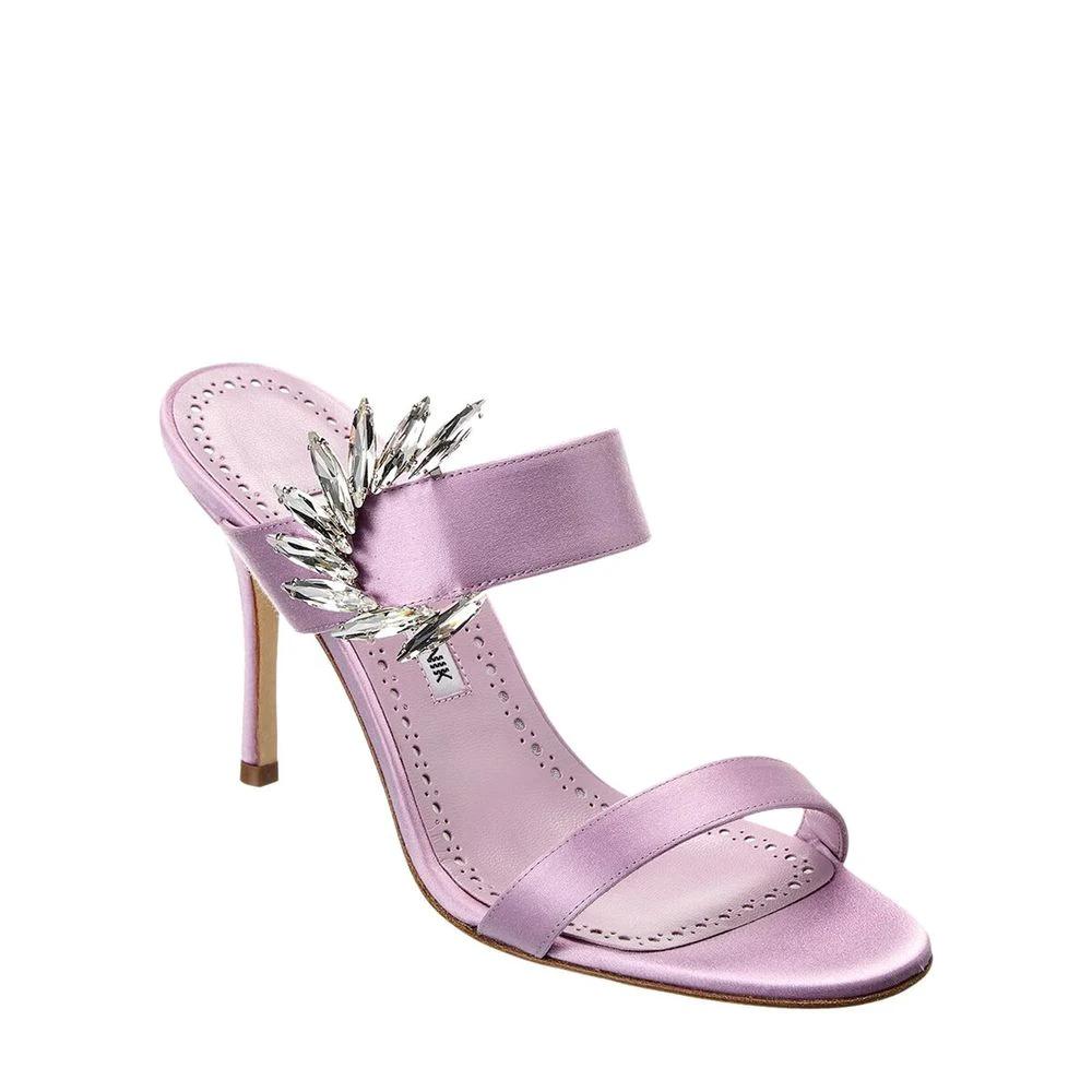 Manolo Blahnik Purple Silk Stiletto Heel Sandals by Manolo Blahnik