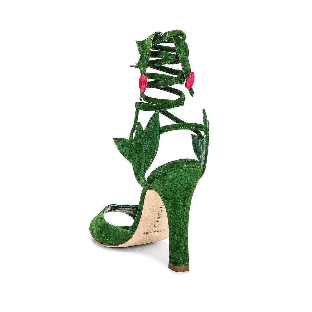 Manolo Blahnik Bicolor Calfskin Stiletto Heel Sandals by Manolo Blahnik