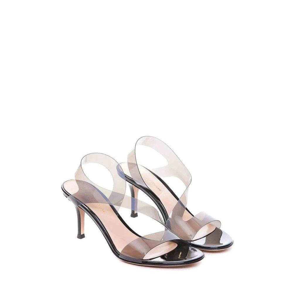 Gianvito Rossi Black Rubber Stiletto Heel Sandals by Gianvito Rossi