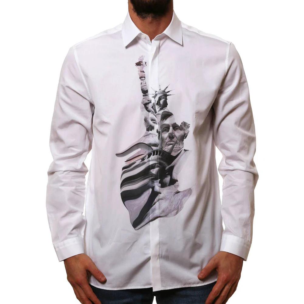 Neil Barrett White Cotton Pattern Shirt by Neil Barrett