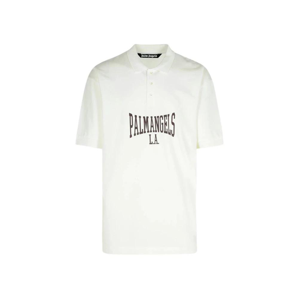 Palm Angels White Cotton Polo Shirt by Palm Angels