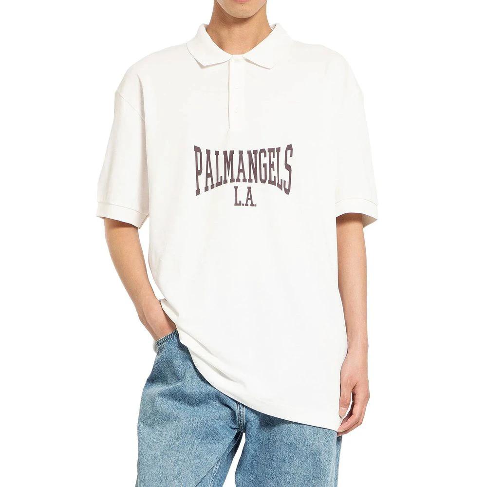 Palm Angels White Cotton Polo Shirt by Palm Angels
