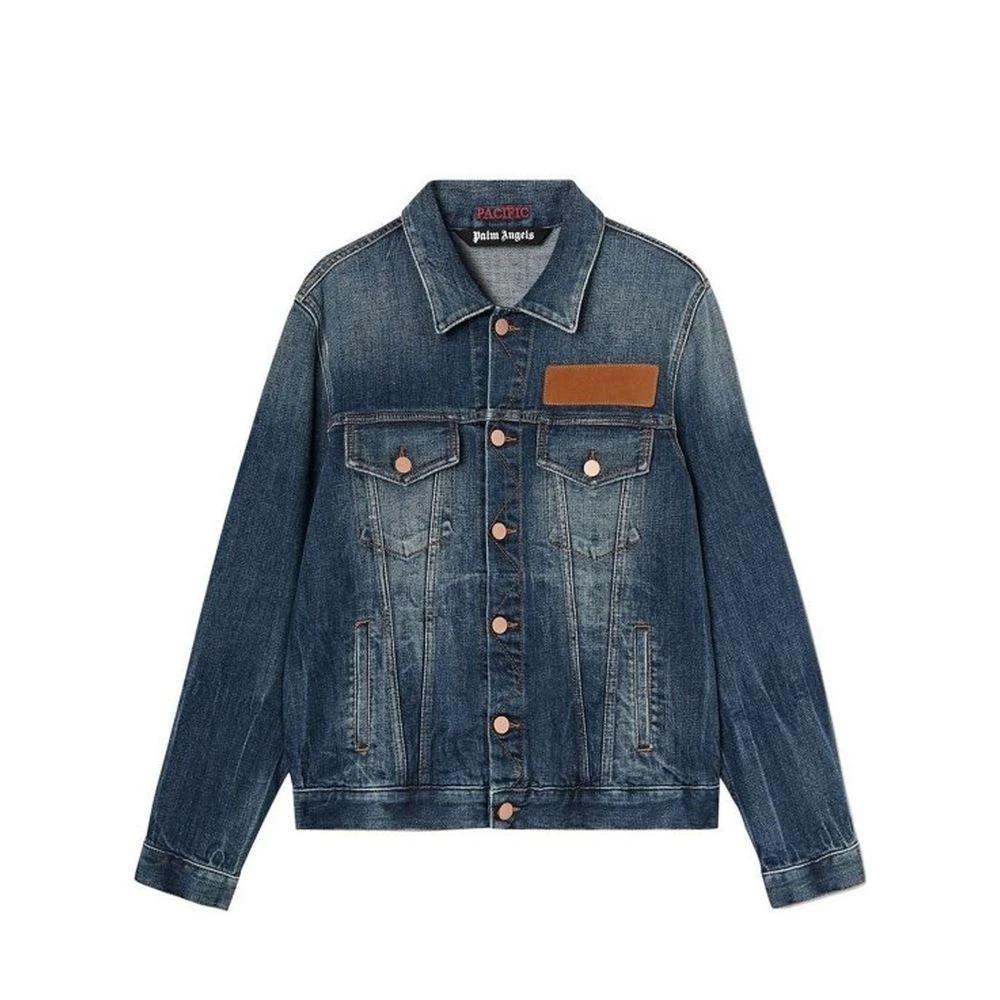 Palm Angels Blue Cotton Denim Jacket by Palm Angels