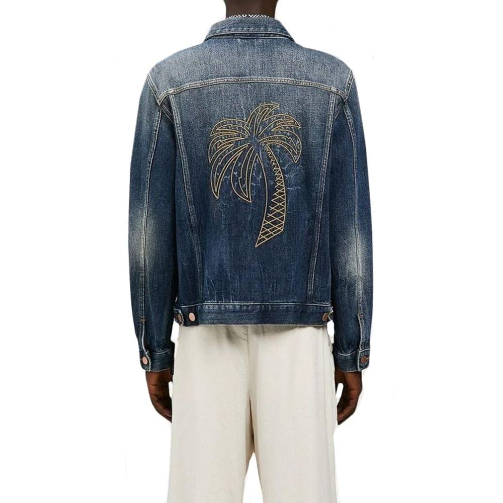 Palm Angels Blue Cotton Denim Jacket by Palm Angels