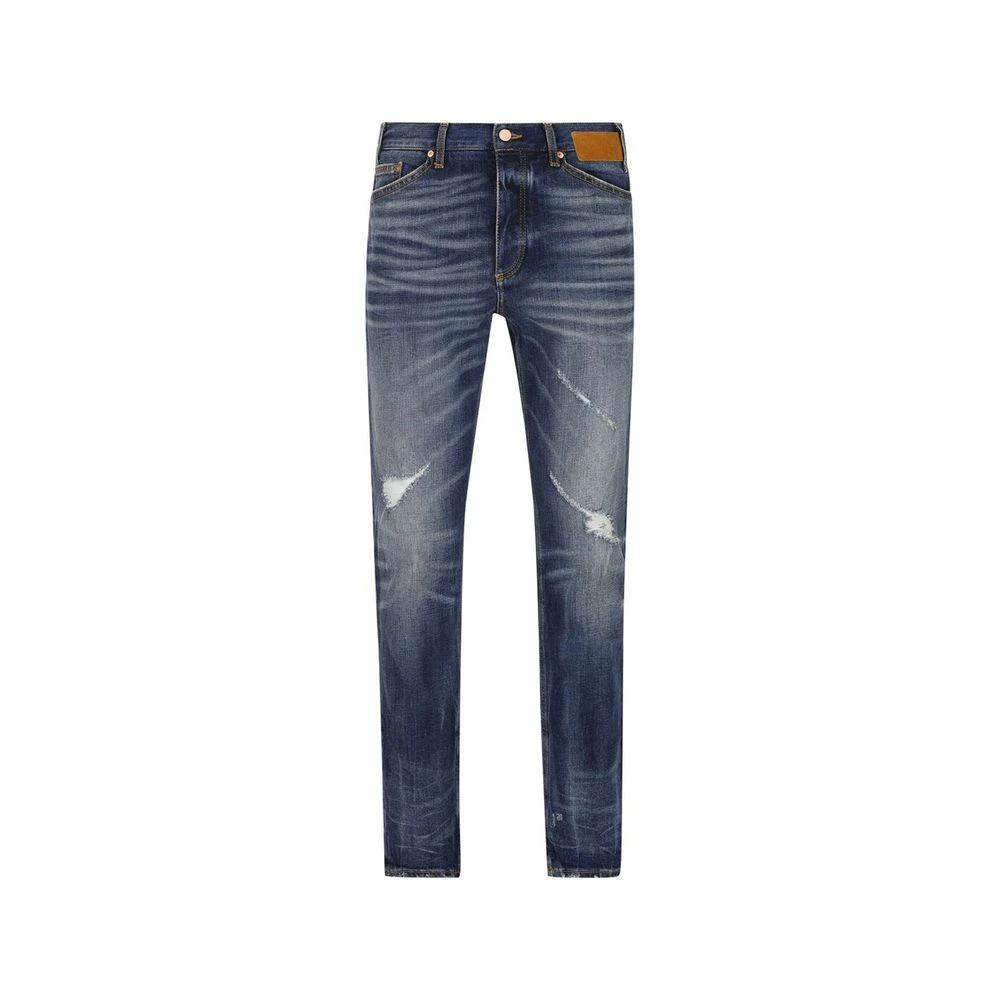 Palm Angels Blue Cotton Straight-Leg Jeans by Palm Angels