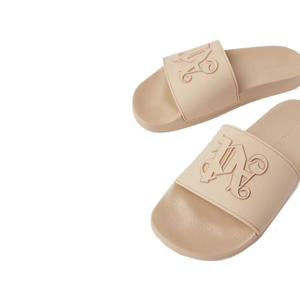Palm Angels Beige Rubber Slides by Palm Angels
