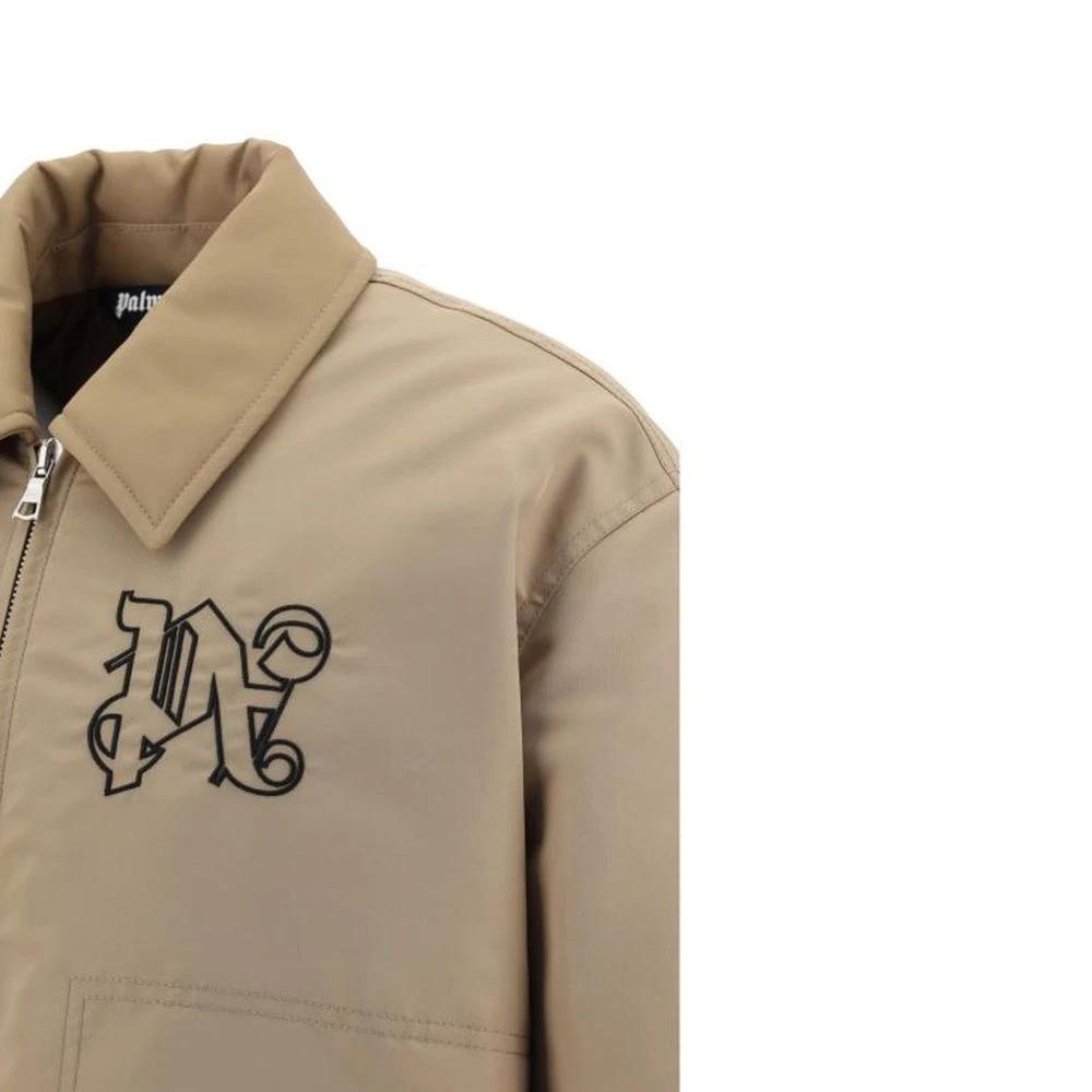 Palm Angels Beige Polyamide Bomber by Palm Angels
