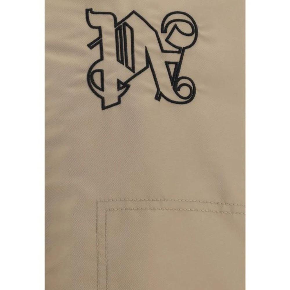 Palm Angels Beige Polyamide Bomber by Palm Angels