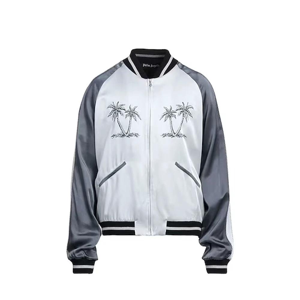Palm Angels Gray Acetate Bomber by Palm Angels