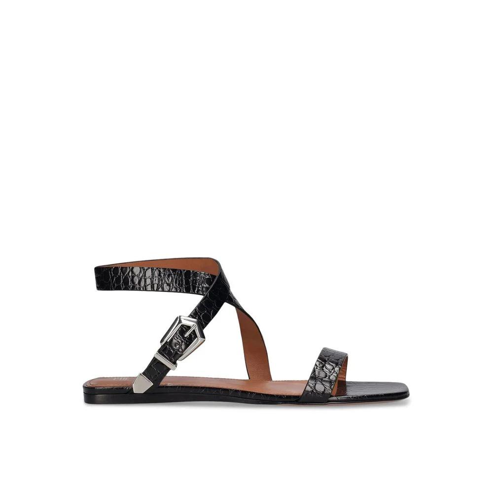 Paris Texas Black Calfskin Strap-On Sandals by Paris Texas