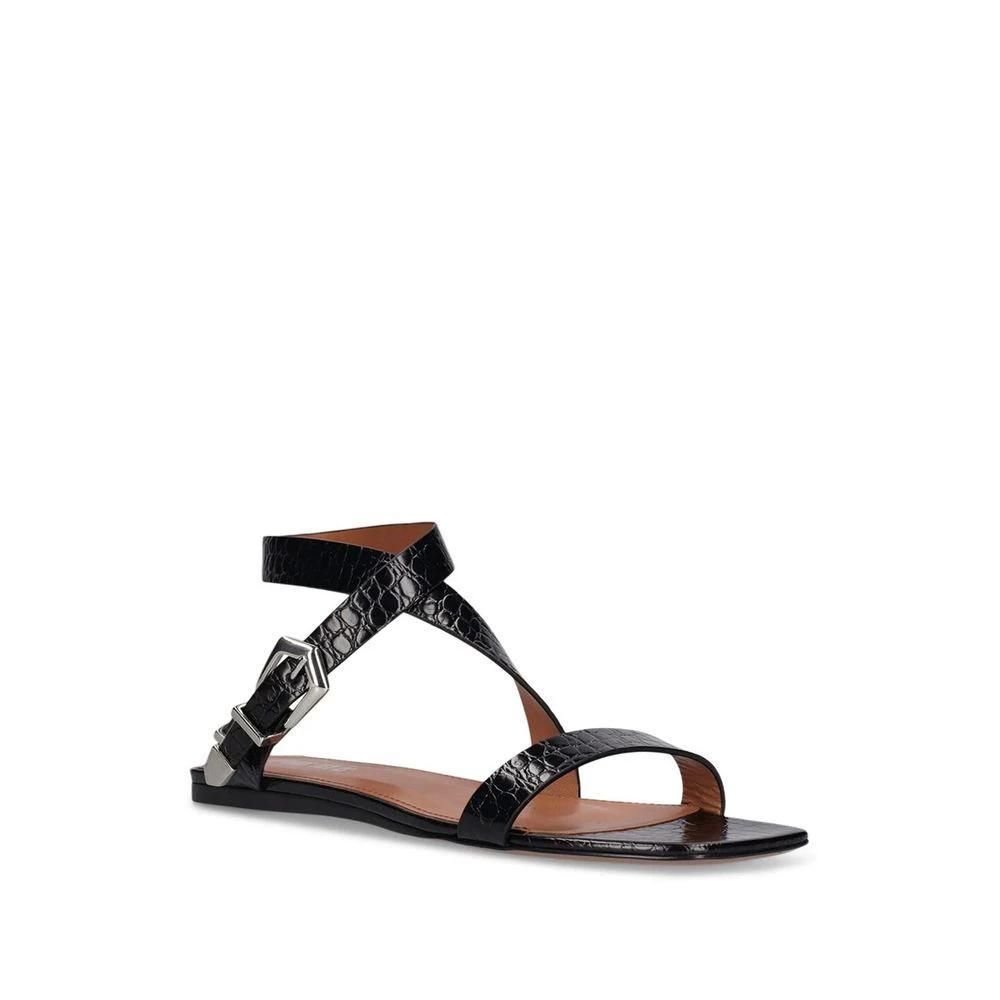 Paris Texas Black Calfskin Strap-On Sandals by Paris Texas