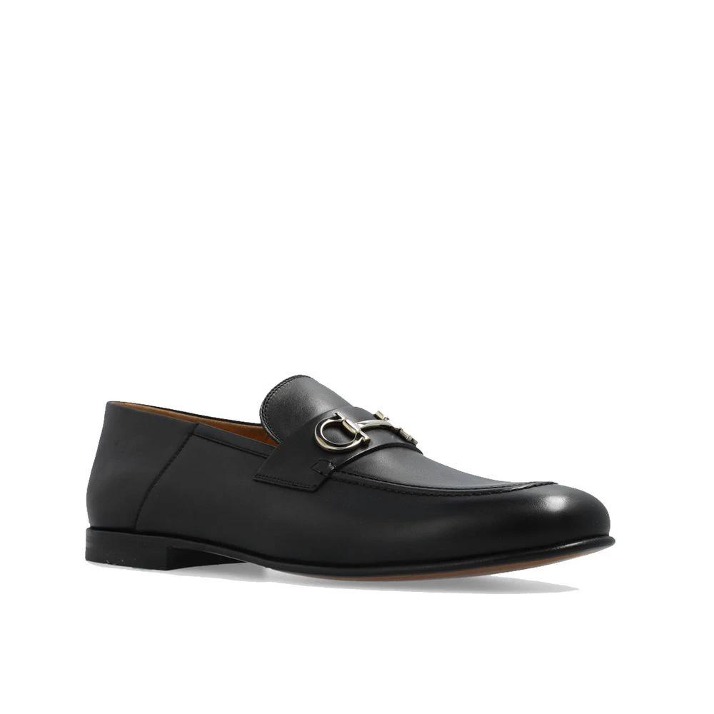 Salvatore Ferragamo Black Calfskin Slip-On Loafers by Salvatore Ferragamo
