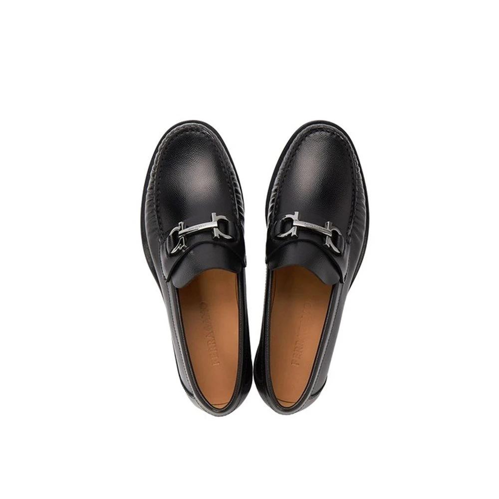 Salvatore Ferragamo Black Calfskin Slip-On Loafers by Salvatore Ferragamo