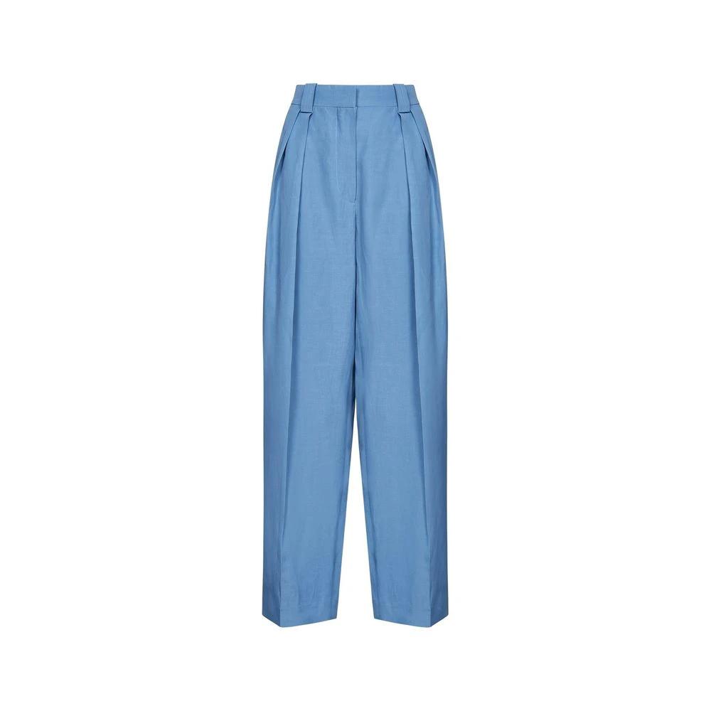Stella McCartney Blue Linen Casual Pants by Stella McCartney