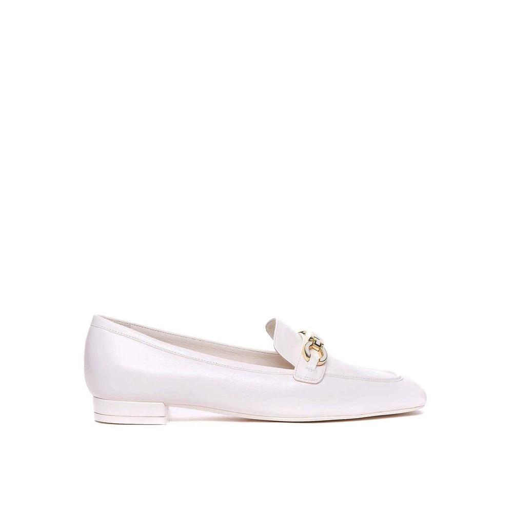 Stuart Weitzman White Calfskin Slip-On Loafers by Stuart Weitzman