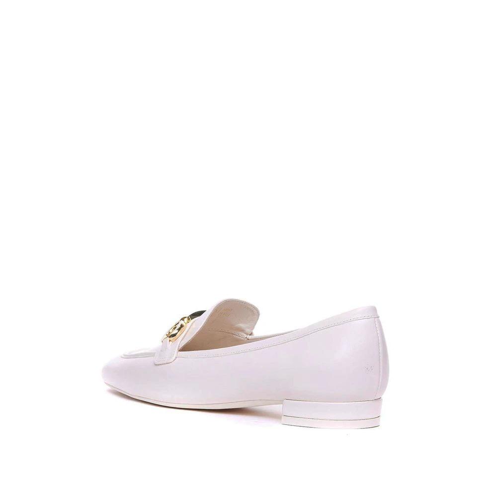 Stuart Weitzman White Calfskin Slip-On Loafers by Stuart Weitzman