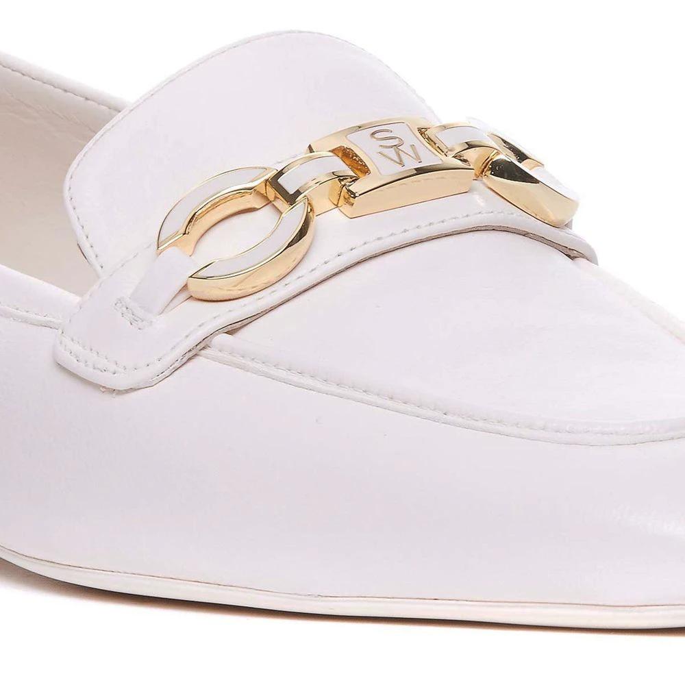 Stuart Weitzman White Calfskin Slip-On Loafers by Stuart Weitzman