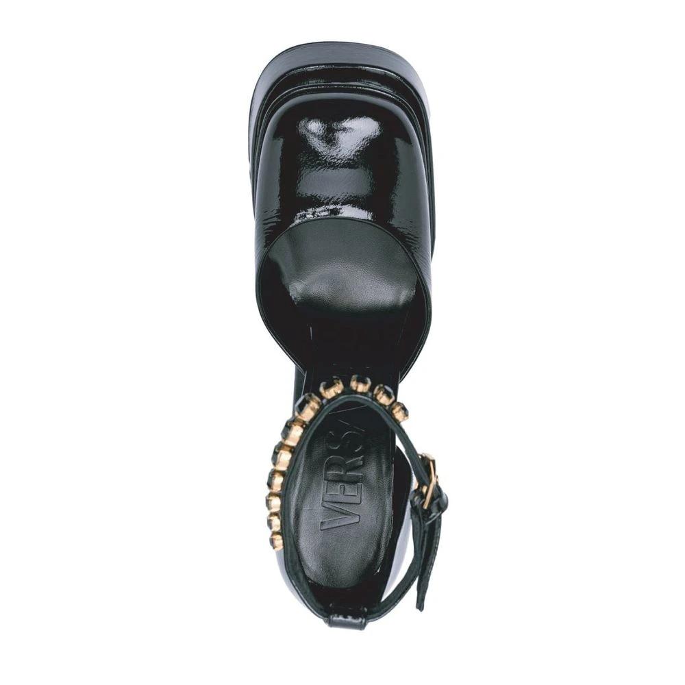 Versace Black Calfskin Platform Sandals by Versace