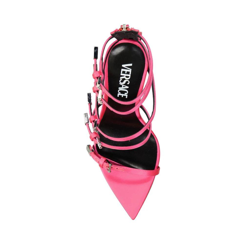 Versace Multicolor Silk Stiletto Heel Sandals by Versace