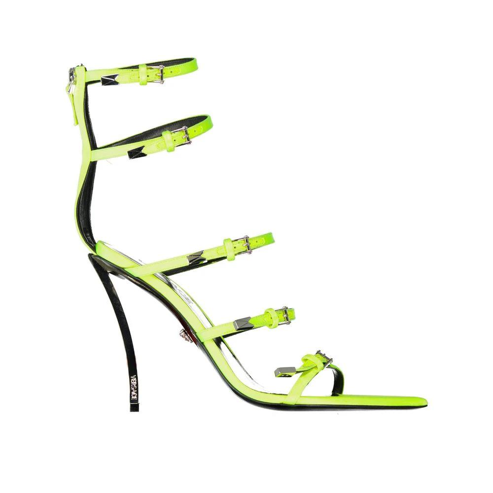 Versace Bicolor Silk Stiletto Heel Sandals by Versace