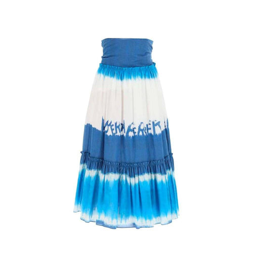 Alberta Ferretti Blue Cotton Midi Skirt by Alberta Ferretti