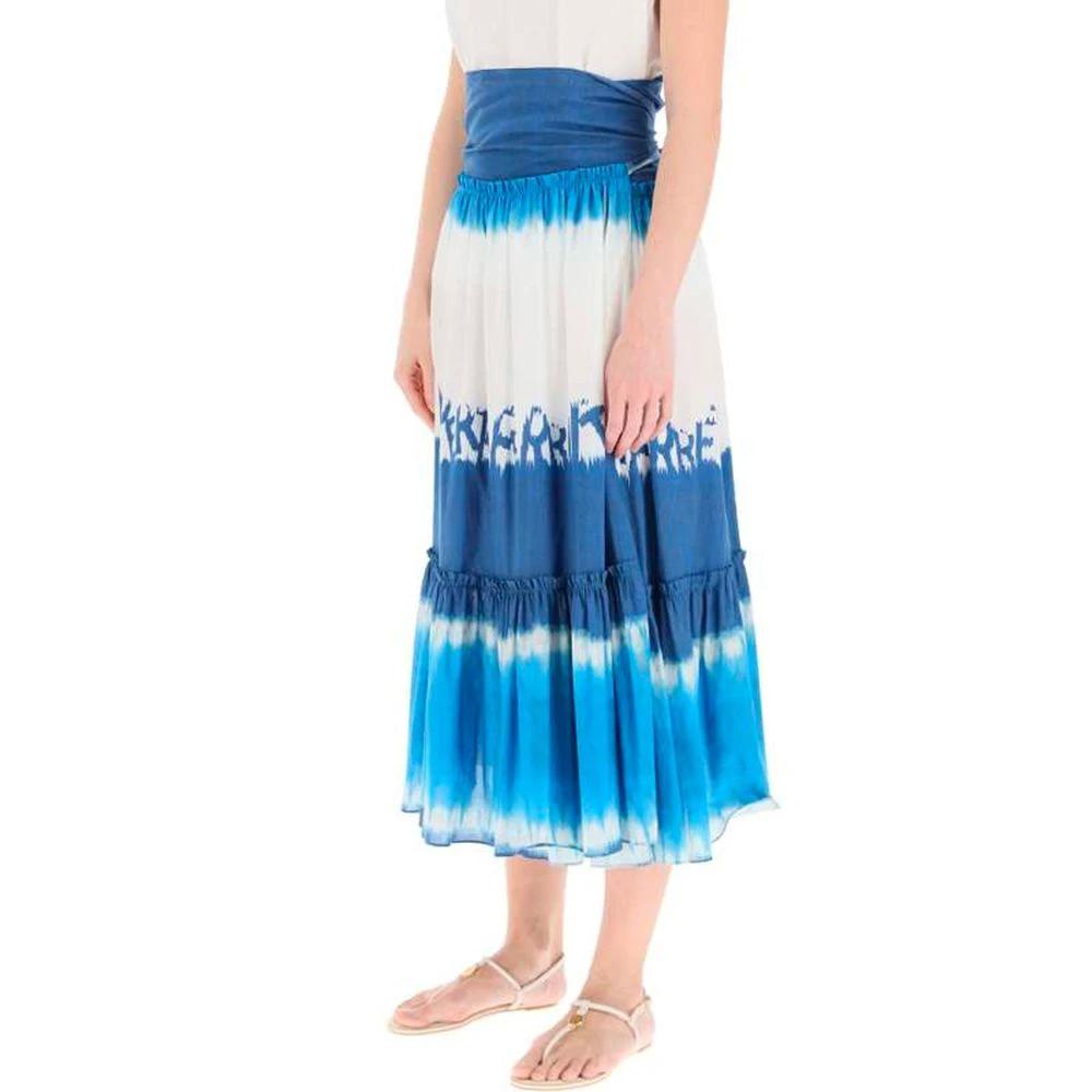 Alberta Ferretti Blue Cotton Midi Skirt by Alberta Ferretti