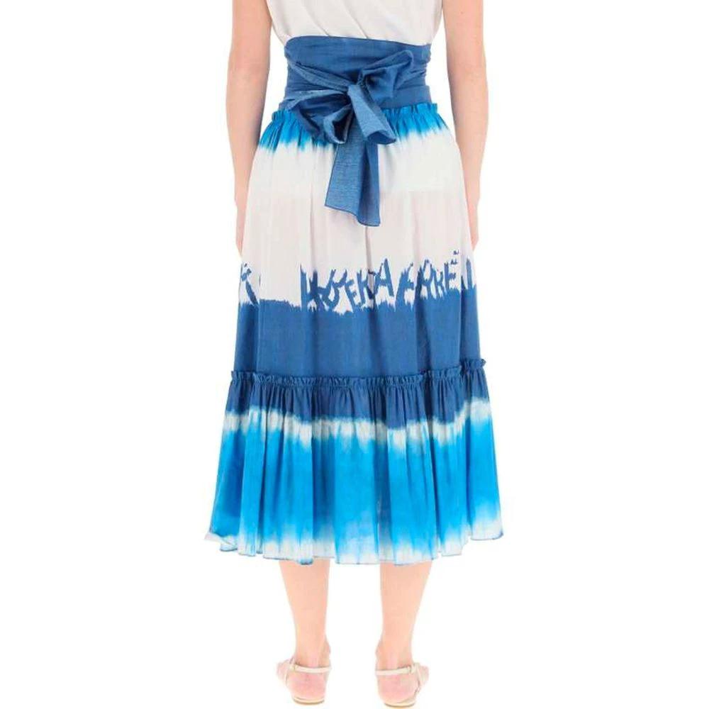 Alberta Ferretti Blue Cotton Midi Skirt by Alberta Ferretti