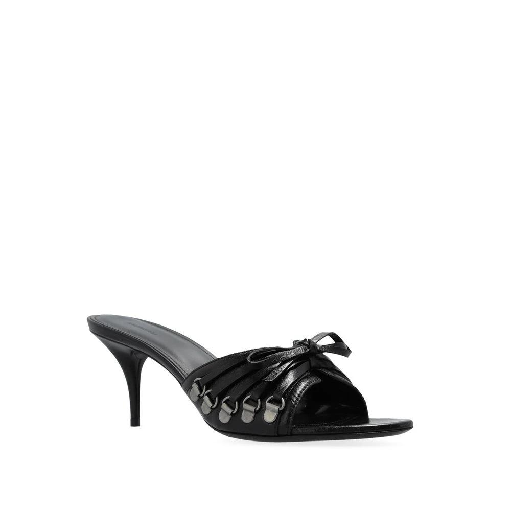 Balenciaga Black Lamb Leather Stiletto Heel Sandals by Balenciaga