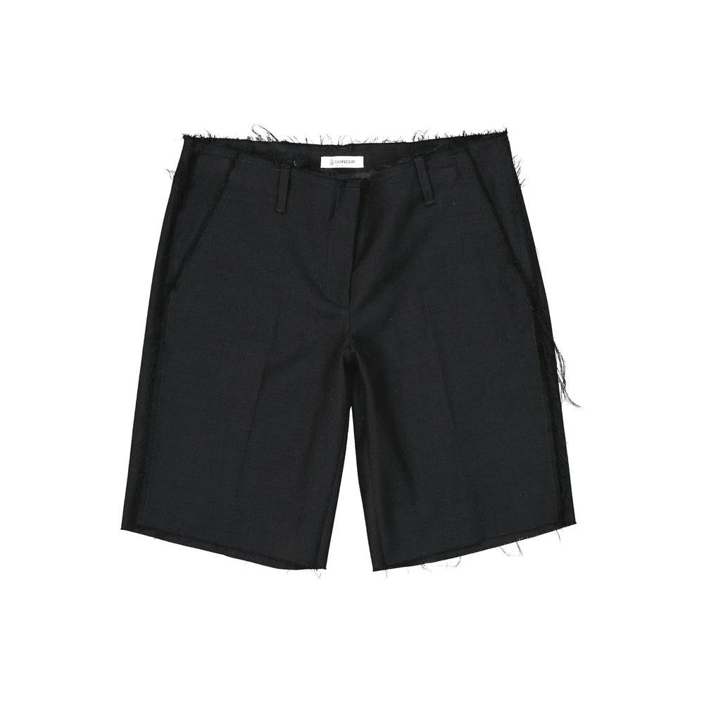 Dondup Black Virgin Wool Bermuda Shorts by Dondup