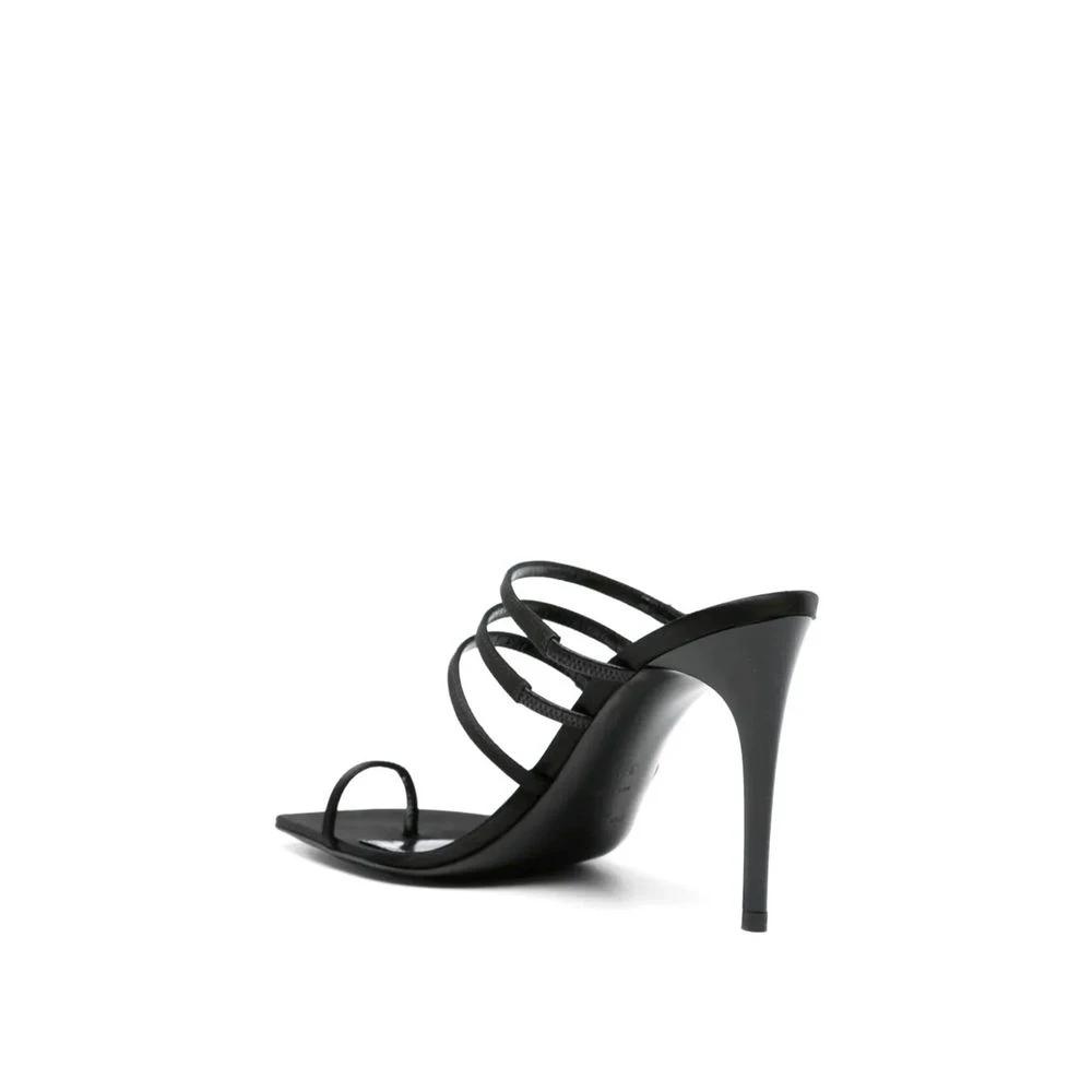 Saint Laurent Black Silk Stiletto Heel Sandals by Saint Laurent