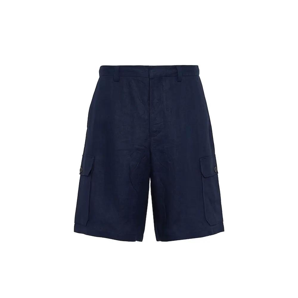 Bermuda Prada en lin bleu