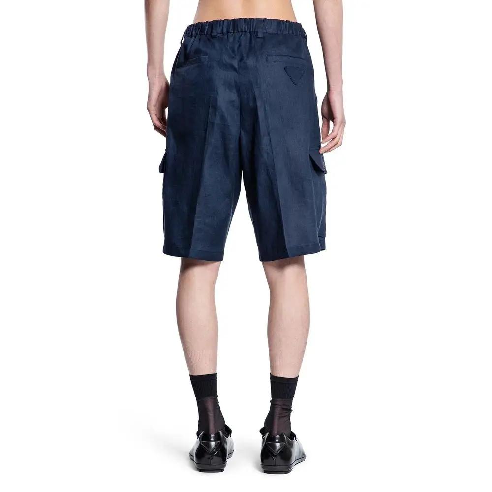 Bermuda Prada en lin bleu