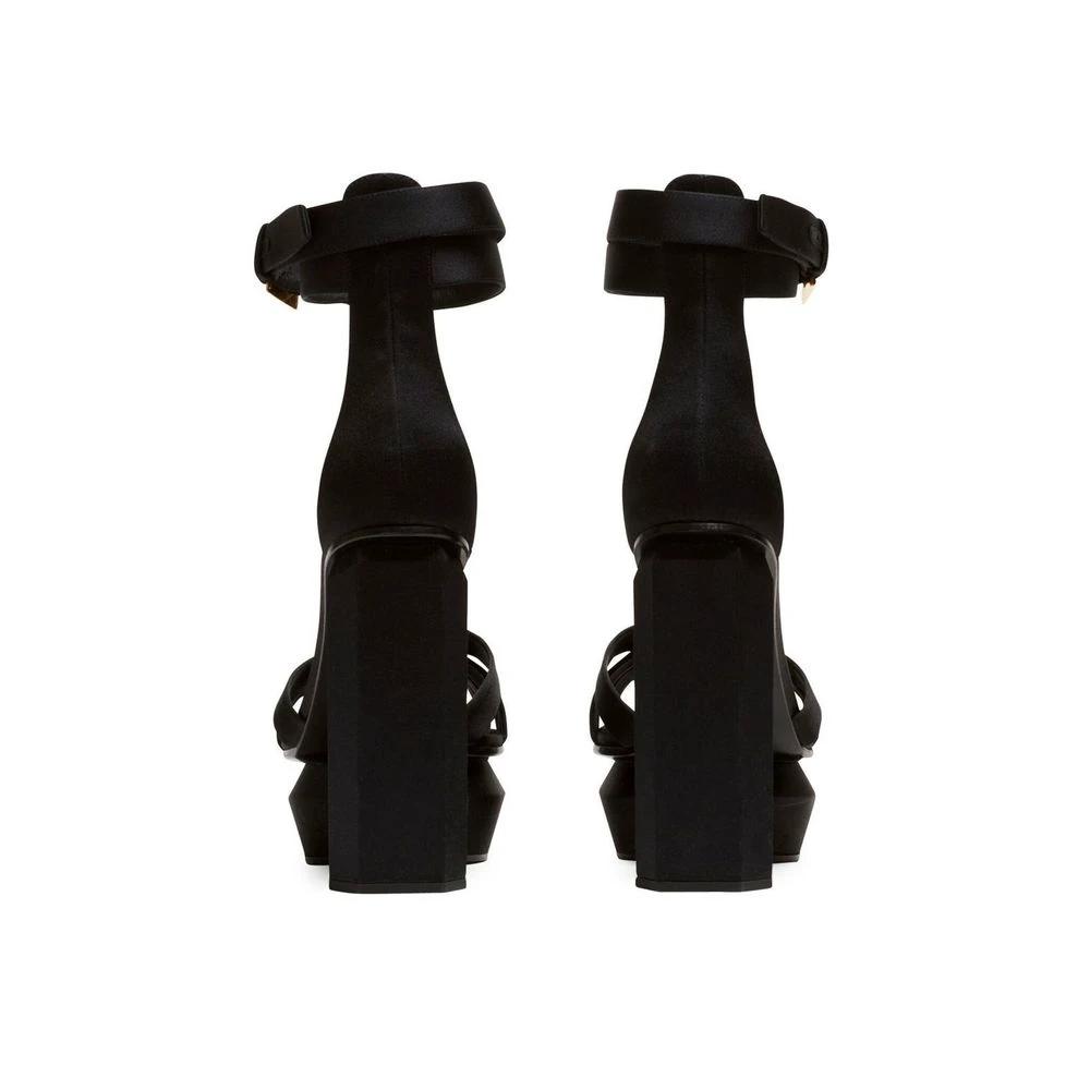Balmain Black Silk Platform Sandals by Balmain