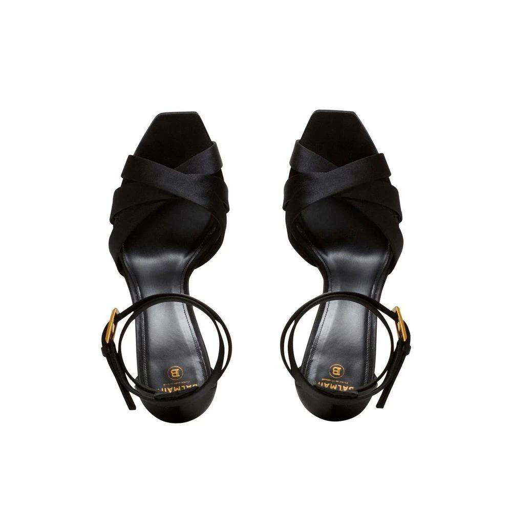 Balmain Black Silk Platform Sandals by Balmain