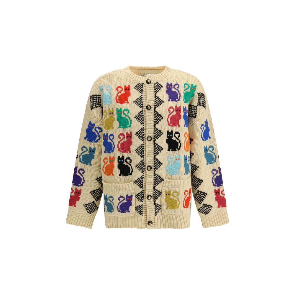 Valentino Multicolor Fleece Wool Cardigan by Valentino