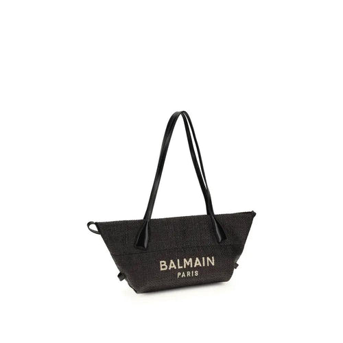 Sac bandoulière Balmain en raphia noir