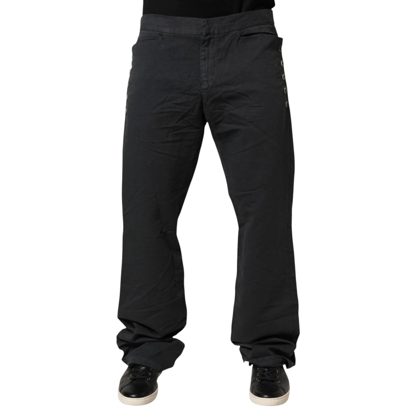 Just Cavalli Black Straight Fit Mid Waist Denim Trouser Jeans by Just Cavalli